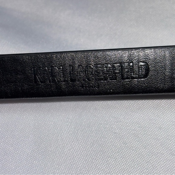 Karl Lagerfeld Women’s Black Leather Belt Size 2 - Picture 3 of 9